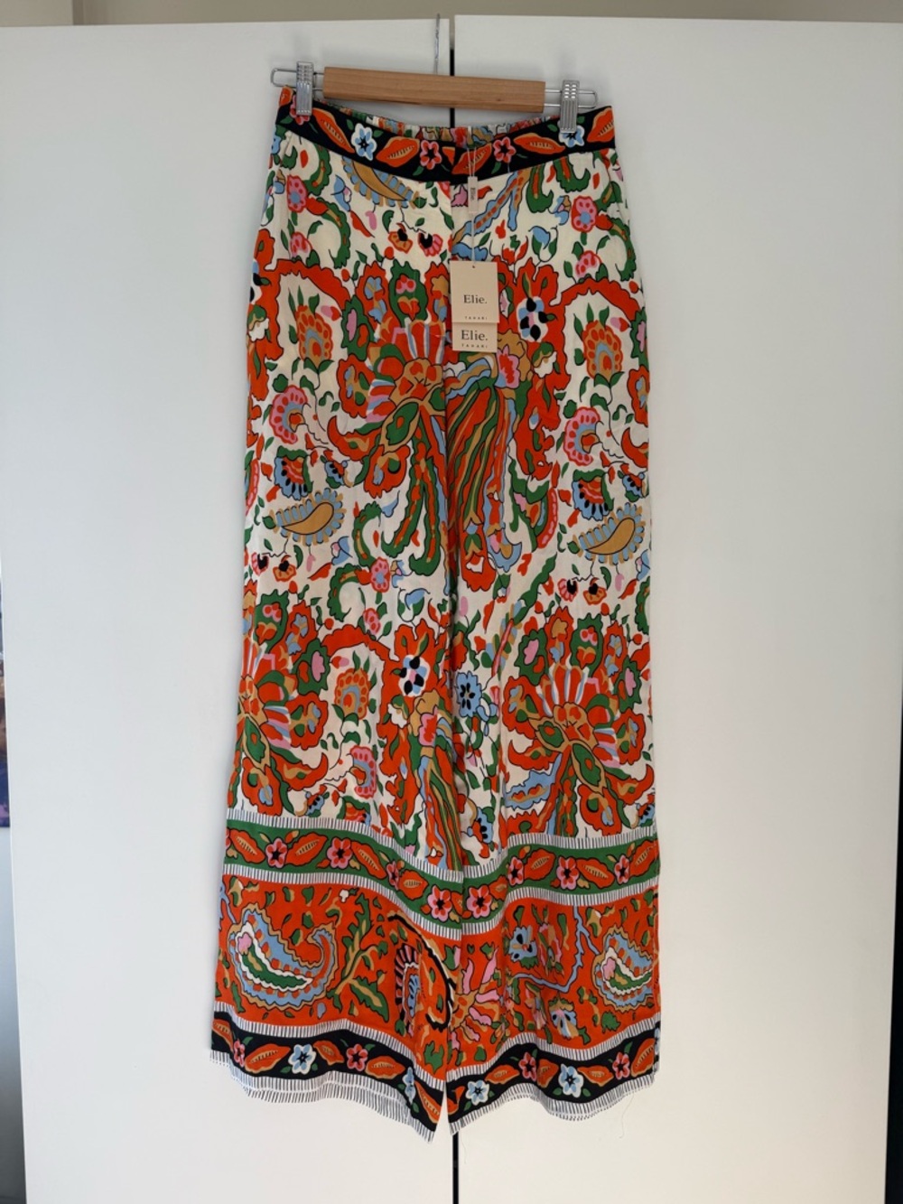 NWT Elie Tahari wide leg pants size small floral print boho summer statement